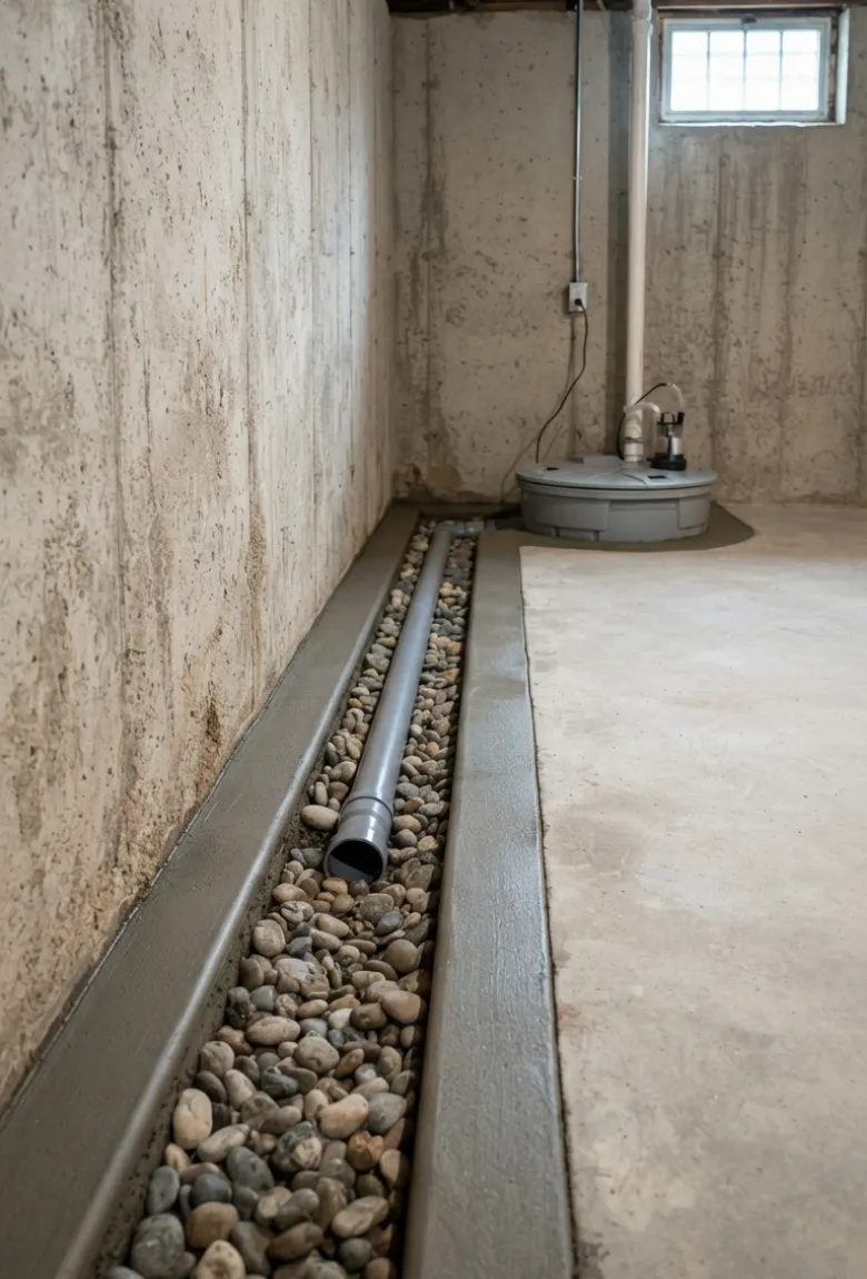 Completed French Drain Repair in Canton by IFix Masonry & Home Improvements