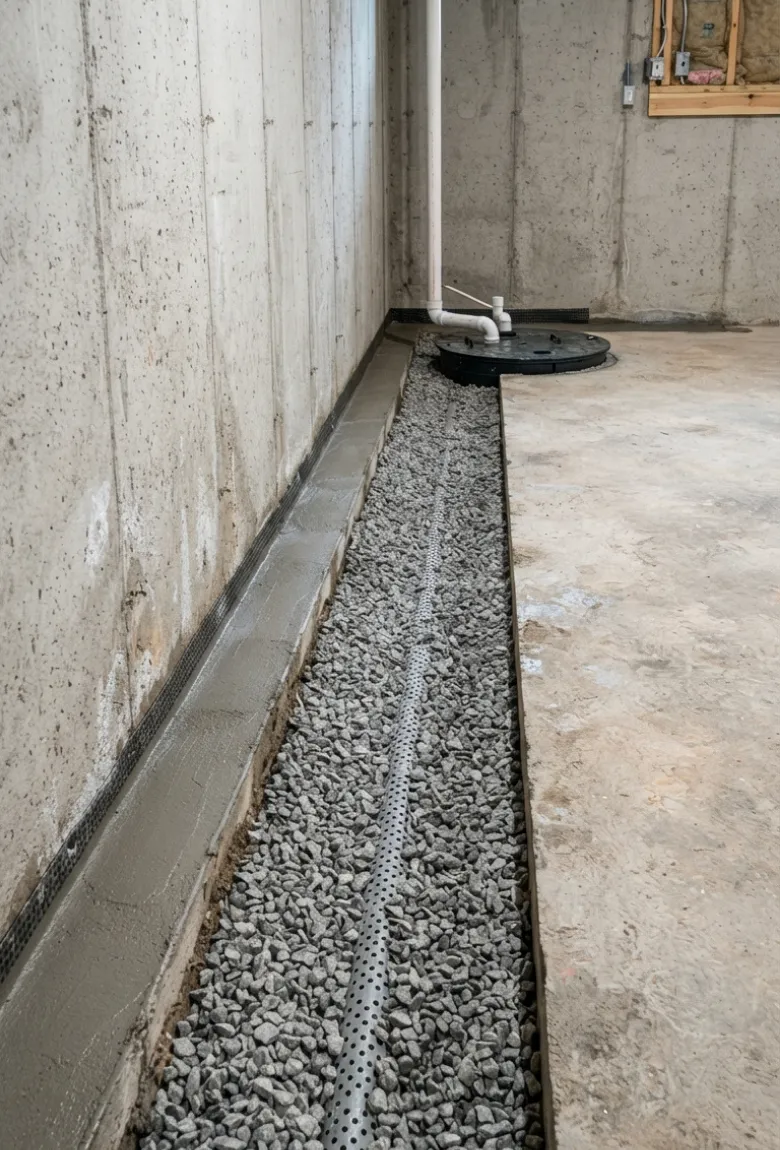 Interior French Drain System - French Drain Installation & Repair Gallery Showcase by IFix Masonry & Home Improvements