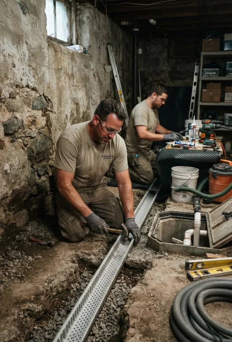 Interior and Exterior French Drain Installations Canton, MA - Drainage Services MA