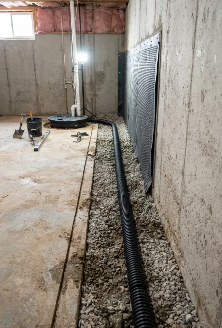 Perimeter Drainage Channel - Basement Waterproofing Solutions by IFix Masonry & Home Improvements